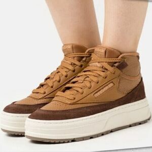 Reebok Tan and Brown Mid-Top Sneakers